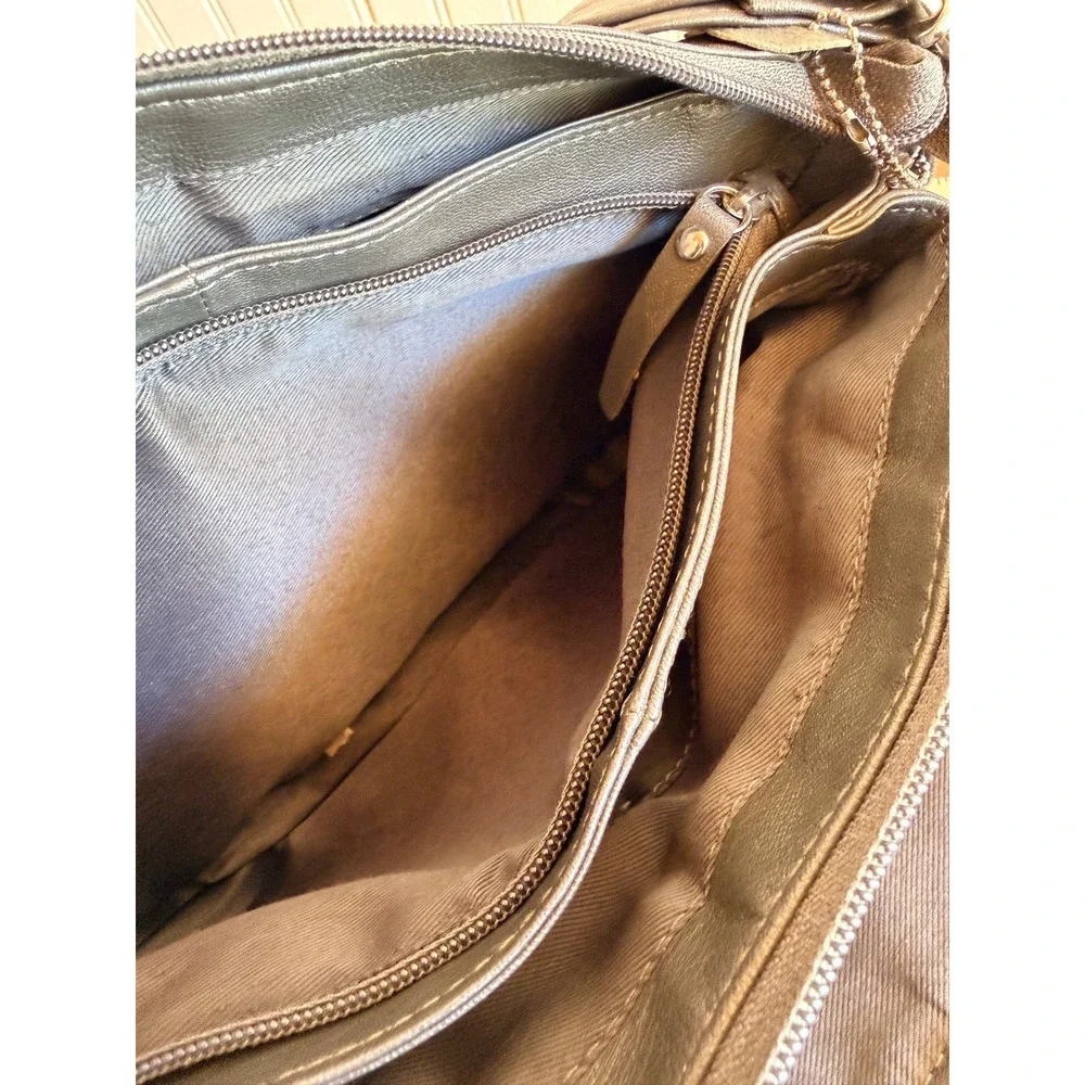 Great American Leather‎ Works Leather Crossbody Shoulder Bag Grey Satchel Purse - Picture 7 of 10